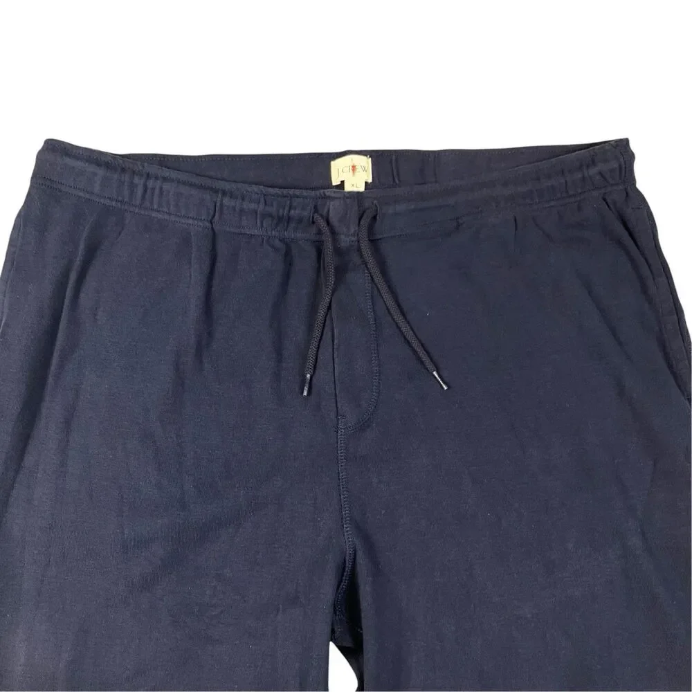 J.Crew Heritage Brushed Rib Knit Jogger Pants Mens XL Navy Cotton Drawstring